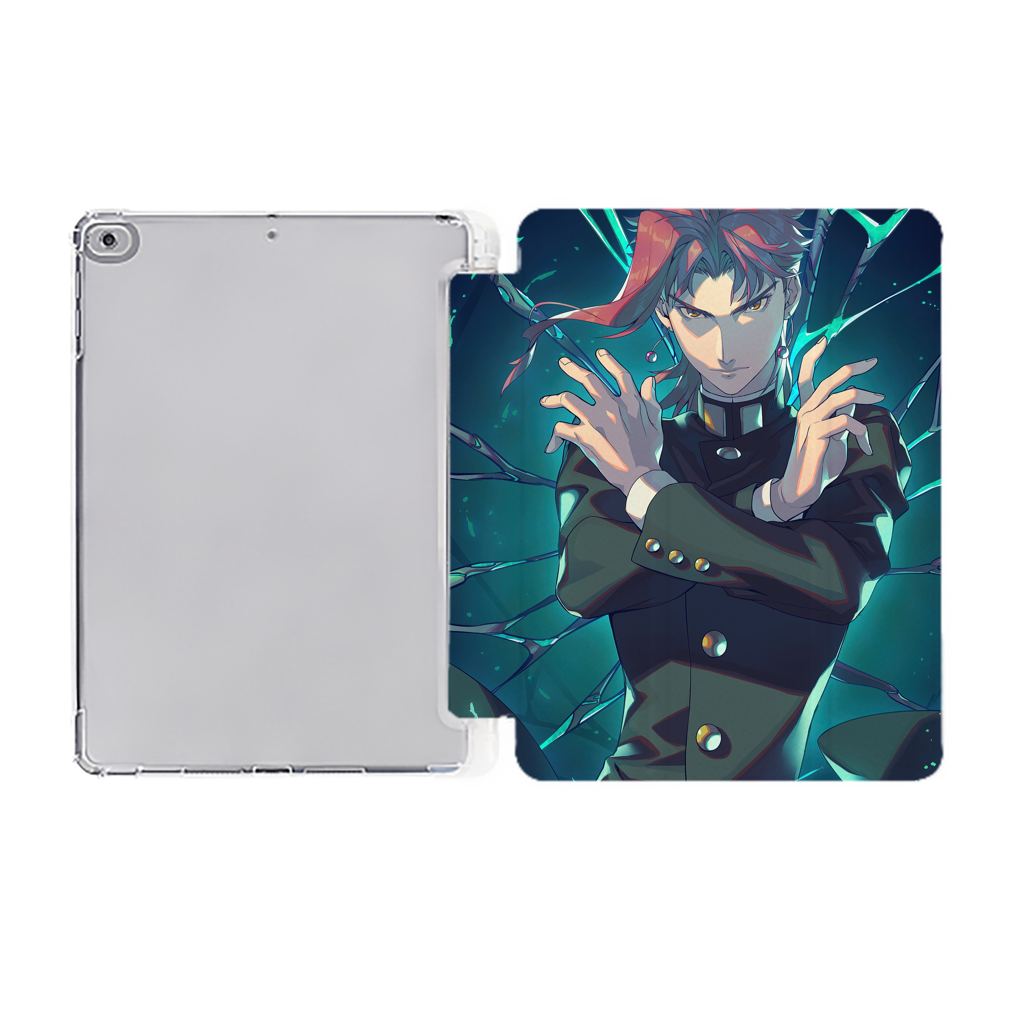 （画像用） ジョジョの奇妙な冒険 JoJo's Bizarre Adventure IPad ケース ペン収納付き 三つ折りスタンド PUレザー×シリコン 対応機種9.5/10.5/10.9インチ